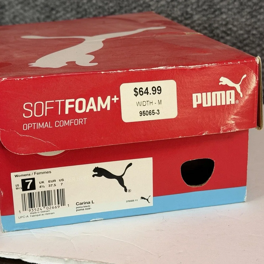 PUMA Carina Sneakers Women's Size 7 -Lifestyle Shoes Black Leather